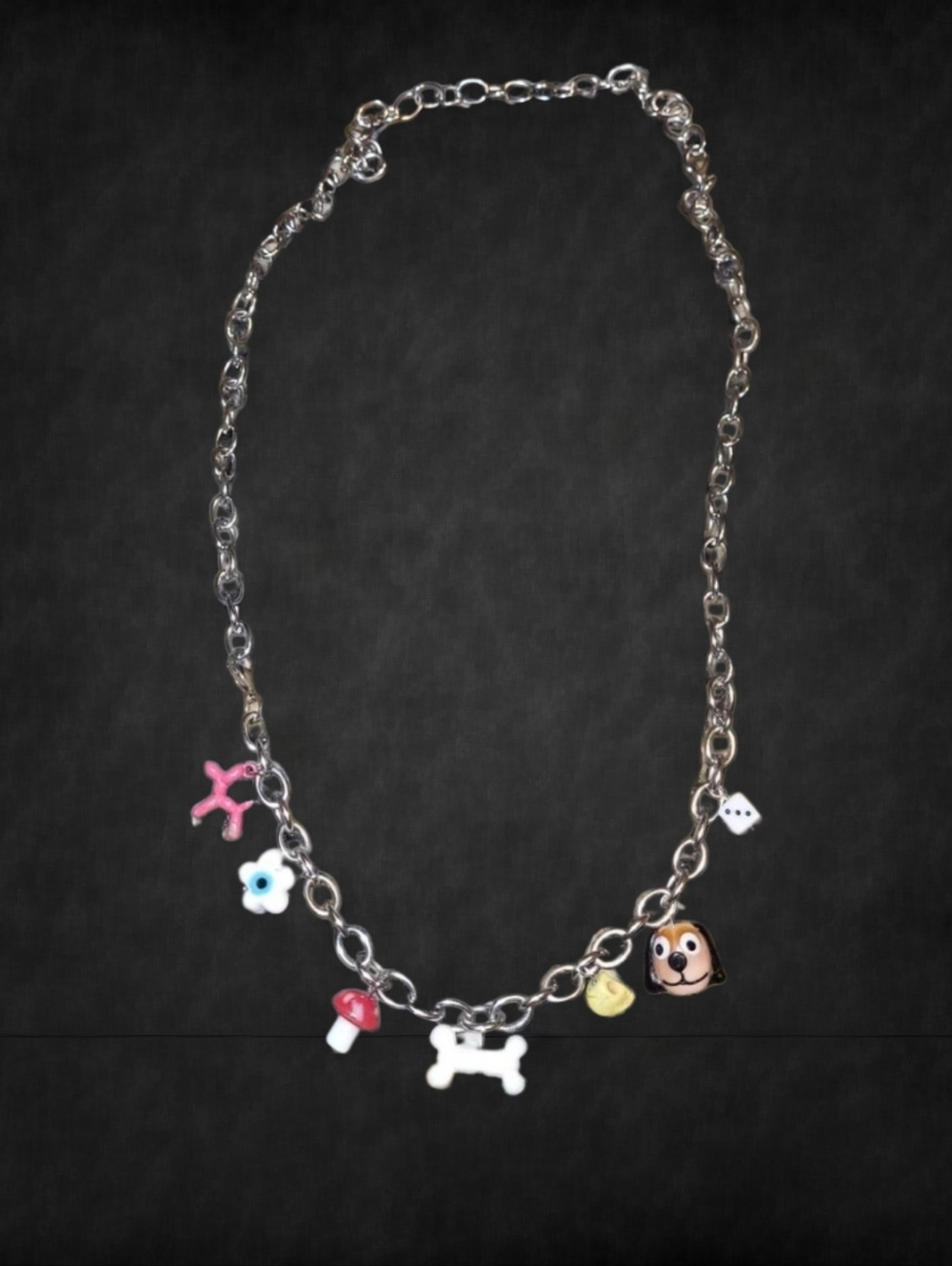 Charming Silver Necklace with Colorful Charms